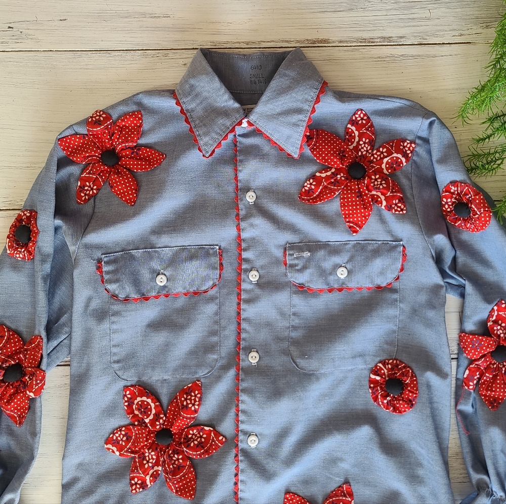 Vintage Big Mac Patchwork Small Top With Flower B… - image 5